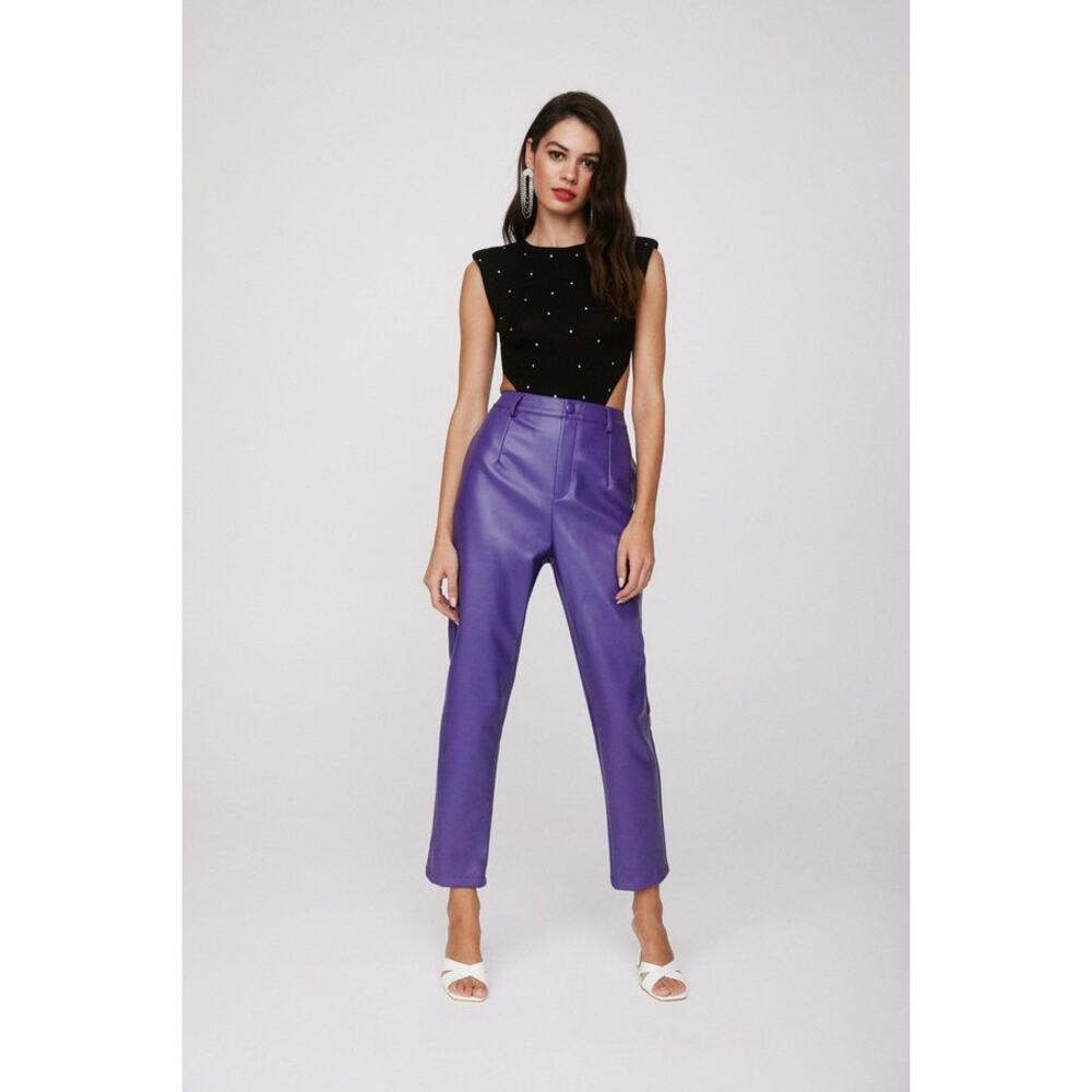 Nasty Gal Faux High Waisted Purple Leather Pants sz2